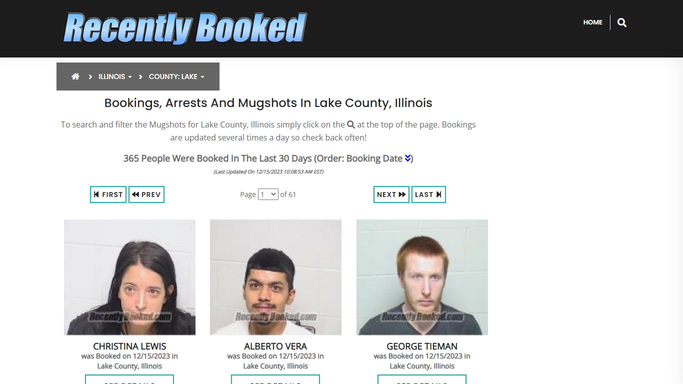 Recent bookings, Arrests, Mugshots in Lake County, Illinois